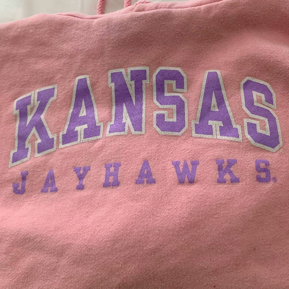 pink college hoodie